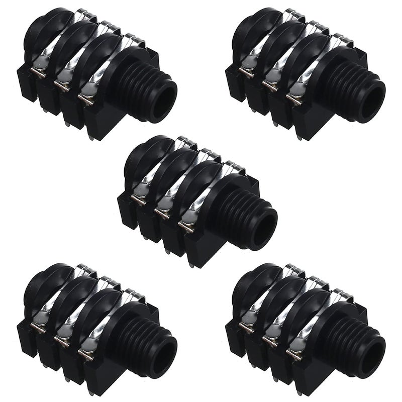 Fielect 5Pcs PCB Mount 6.35mm 6 Pin Socket Headphone Stereo Jack Audio Video Connector Black - Image 1